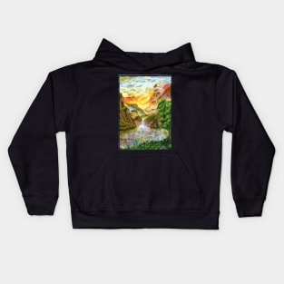 Waterfalls in the sunset Kids Hoodie